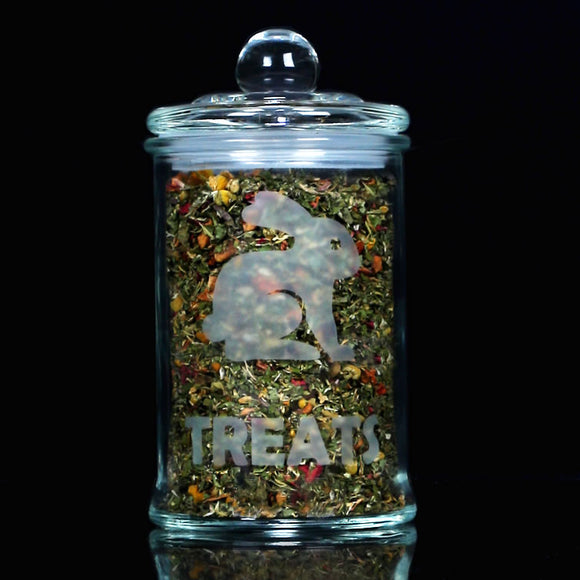 Glass Bunny Treat Jar w Herbs