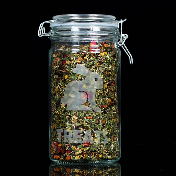 Glass Bunny Treat Pop Jar w Herbs