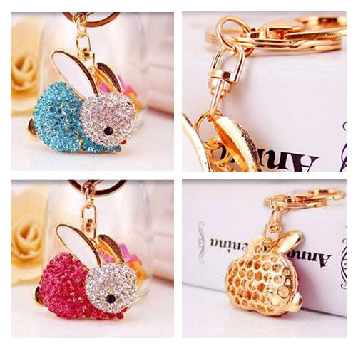 Rhinestone Bunny Key Ring Pink – The Bunny Bazaar