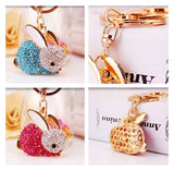 Rhinestone Bunny Key Ring Blue