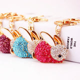 Rhinestone Bunny Key Ring Blue