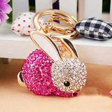 Rhinestone Bunny Key Ring Pink