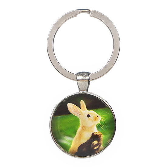 Cabochon Bunny Key Ring